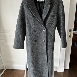 Babaton Aritzia Gray Herringbone slouch coat 2xs